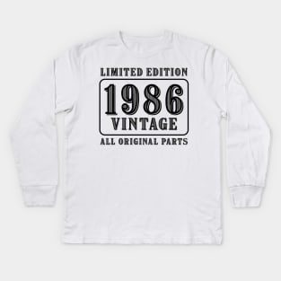 All original parts vintage 1986 limited edition birthday Kids Long Sleeve T-Shirt